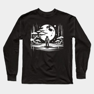 Retro Astronaut Outer Space Japanese Funny Space Long Sleeve T-Shirt